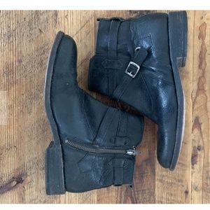 Frye Ankle Boots, Black Leather, Size 39